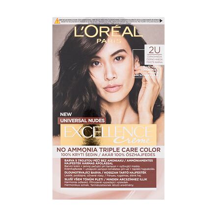 L'Oréal Paris Excellence Creme Triple Protection barva na vlasy na barvené vlasy na všechny typy vlasů 48 ml odstín 2U Black-Brown pro ženy