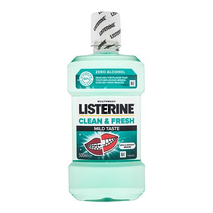 Listerine Clean & Fresh Mild Taste Mouthwash ústní voda bez alkoholu vhodná pro zuby s rovnátky 500 ml
