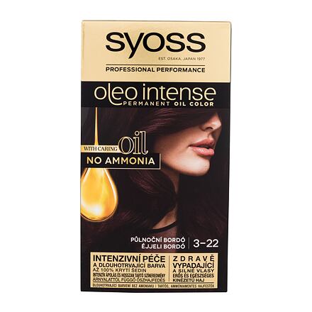 Syoss Oleo Intense Permanent Oil Color permanentní olejová barva na vlasy bez amoniaku 50 ml odstín 3-22 Midnight Bordeaux pro ženy