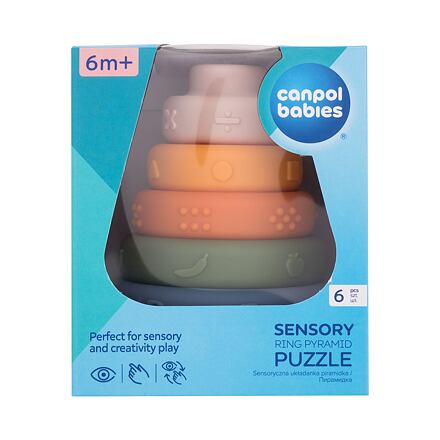 Canpol babies Sensory Ring Pyramid Puzzle senzorická skládací pyramida