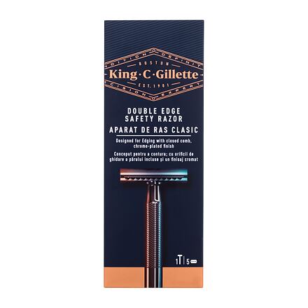 Gillette King C. Double Edge Safety Razor : holící žiletkový strojek 1 ks + náhradní žiletky 4 ks pro muže