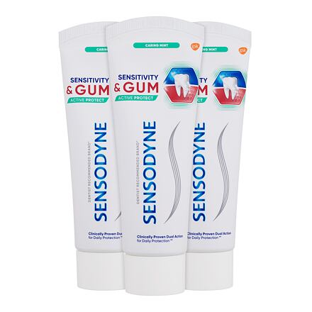 Sensodyne Sensitivity & Gum Caring Mint Trio zubní pasta pro citlivé zuby a dásně 3x75 ml