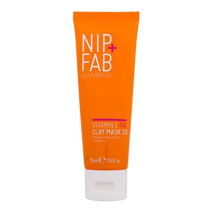 NIP+FAB Illuminate Vitamin C Fix Clay Mask 3% čisticí a rozjasňující pleťová maska 75 ml pro ženy