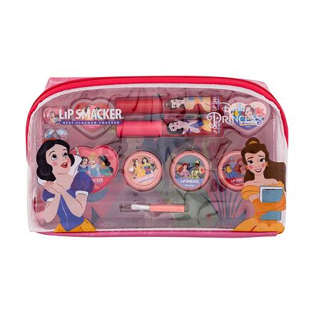 Lip Smacker Disney Princess Essential Makeup Bag odstín růžová : lesk na rty 2 x 2 ml + krémový lesk na rty 2 x 0,8 g + rozjasňující krém 3 x 1,6 g + prsten 2 ks + přívěsek + aplikátor + kosmetická taštička