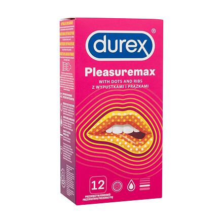 Durex Pleasuremax vroubkované kondomy s výstupky a silikonovým lubrikačním gelem 12 ks