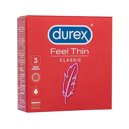 Durex Feel Thin Classic tenké kondomy se silikonovým lubrikačním gelem 3 ks