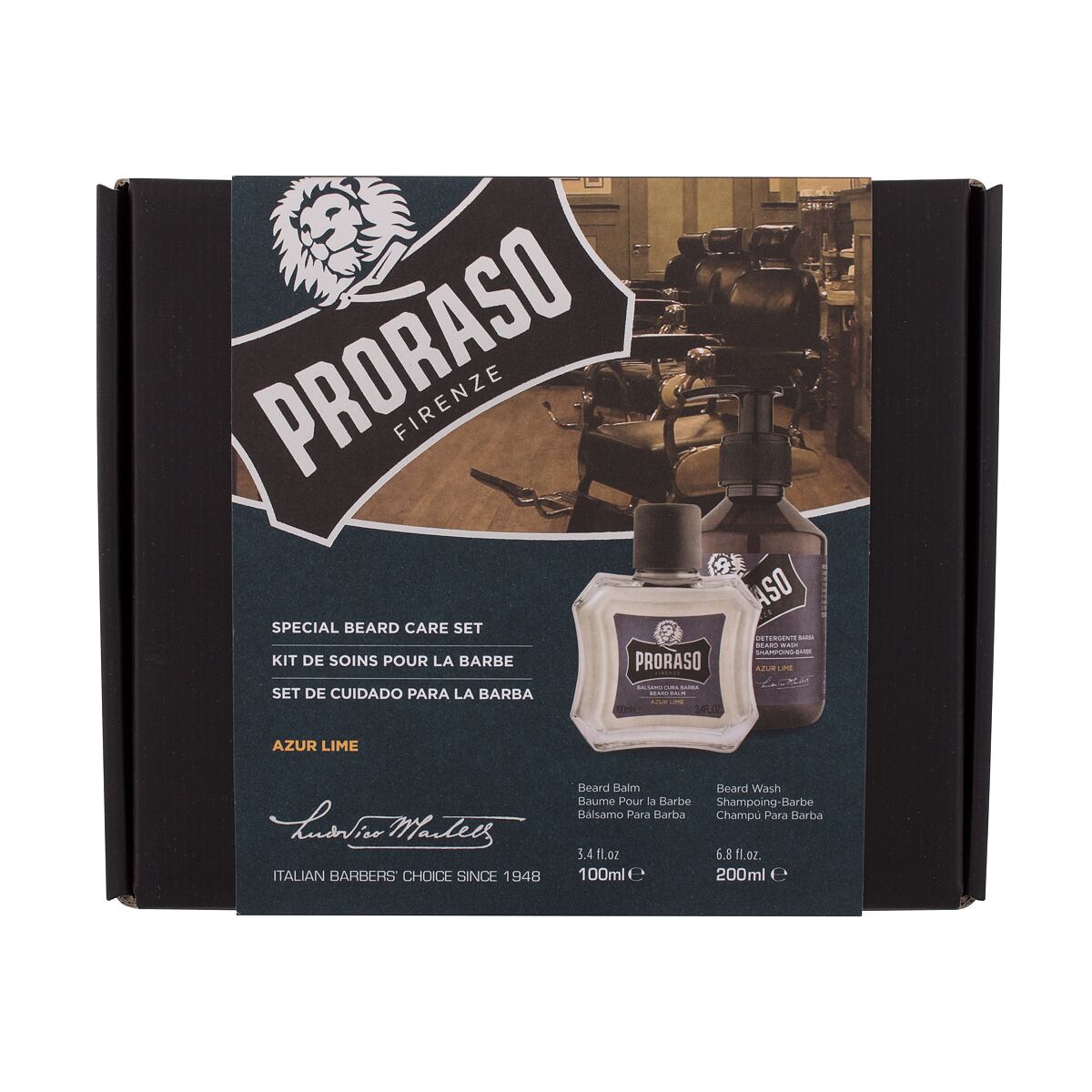 PRORASO Azur Lime Special Beard Care Set : šampon na vousy Azur Lime 200 ml + balzám na vousy Azur Lime 100 ml pro muže