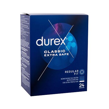 Durex Extra Safe Thicker silnější kondomy se silikonovým lubrikačním gelem 24 ks 24 ks