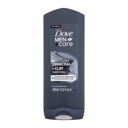 Dove Men + Care Charcoal + Clay osvěžující sprchový gel s dřevěným uhlím a jílem 400 ml pro muže