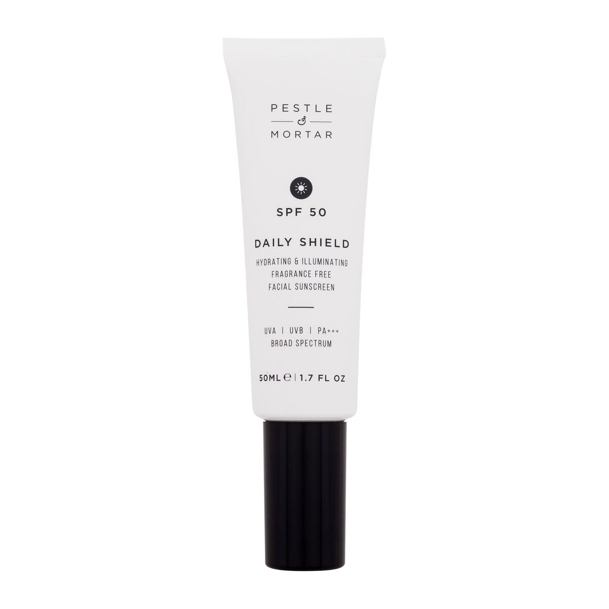 Pestle & Mortar Daily Shield Hydrating & Illuminating Facial Sunscreen SPF50 širokospektrální opalovací krém na obličej 50 ml 50 ml pre ženy