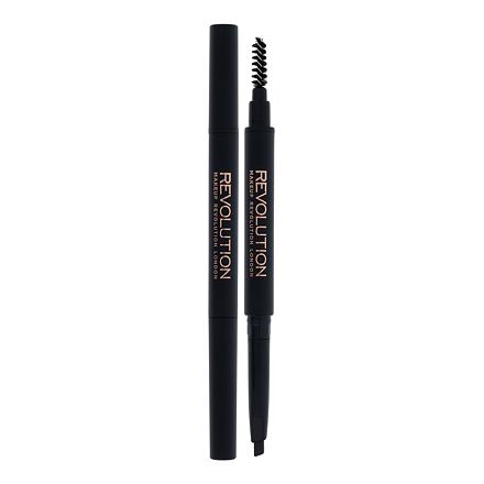 Makeup Revolution London Duo Brow Definer precizní tužka na obočí s kartáčkem 0.15 g odstín Dark Brown