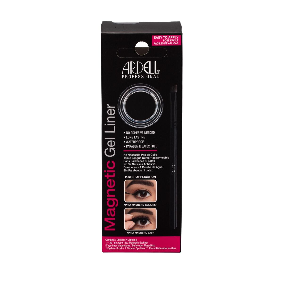 Ardell Magnetic Gel Liner set magnetické linky a štětečku 3 g odstín black