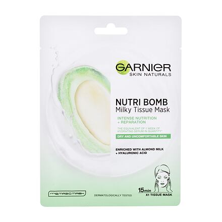 Garnier Skin Naturals Nutri Bomb Almond Milk + Hyaluronic Acid hydratační plátýnková maska pro ženy