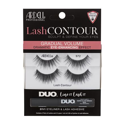 Ardell Lash Contour 372 odstín Black : umělé řasy Lash Contour 372 2 páry + lepidlo na řasy a oční linka Duo Line It Lash It 2in1 Eyeliner & Lash Adhesive 2,5 g