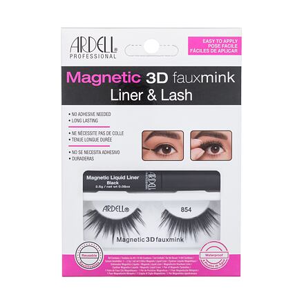 Ardell Magnetic 3D Faux Mink 854 odstín Black : umělé řasy Magnetic 3D Fauxmink 854 1 ks + magnetická tekutá gelová linka Magnetic Liquid Liner 2,5 g Black