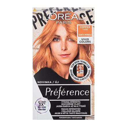 L'Oréal Paris Préférence Vivid Colors barva na vlasy na barvené vlasy na všechny typy vlasů 60 ml odstín 7.432 Copper pro ženy