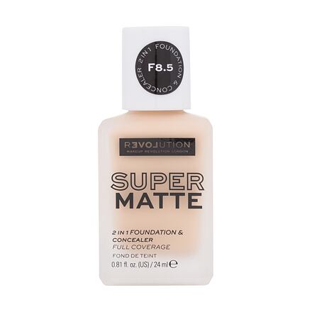 Revolution Relove Super Matte 2 in 1 Foundation & Concealer tekutý a zmatňující make-up a korektor 2v1 24 ml odstín F8.5