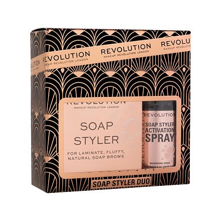 Makeup Revolution London Soap Styler+ Duo odstín transparentní : mýdlo na obočí Soap Styler 5 g + sprej na obočí Soap Styler Brow Activation Spray 50 ml
