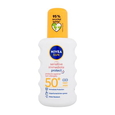 Nivea Sun Sensitive Immediate Protect+ Sun-Allergy SPF50+ sprej na opalování pro citlivou a alergickou pleť 200 ml