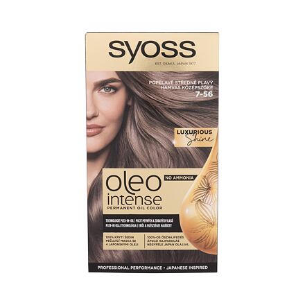 Syoss Oleo Intense Permanent Oil Color permanentní olejová barva na vlasy bez amoniaku 50 ml odstín 7-56 Ashy Medium Blonde pro ženy