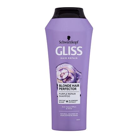 Schwarzkopf Gliss Blonde Hair Perfector Purple Repair Shampoo regenerační fialový šampon pro odstranění žlutých tónů blond vlasů 250 ml pro ženy