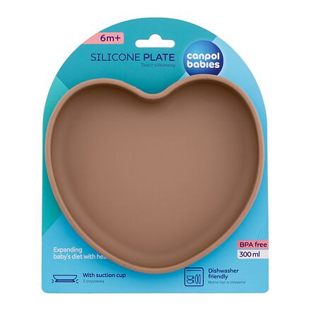 Canpol babies Silicone Suction Plate Heart Beige silikonový talíř s přísavkou 300 ml