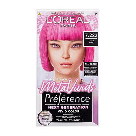 L'Oréal Paris Préférence Meta Vivids semipermanentní barva na vlasy 75 ml odstín 7.222 Meta Pink pro ženy
