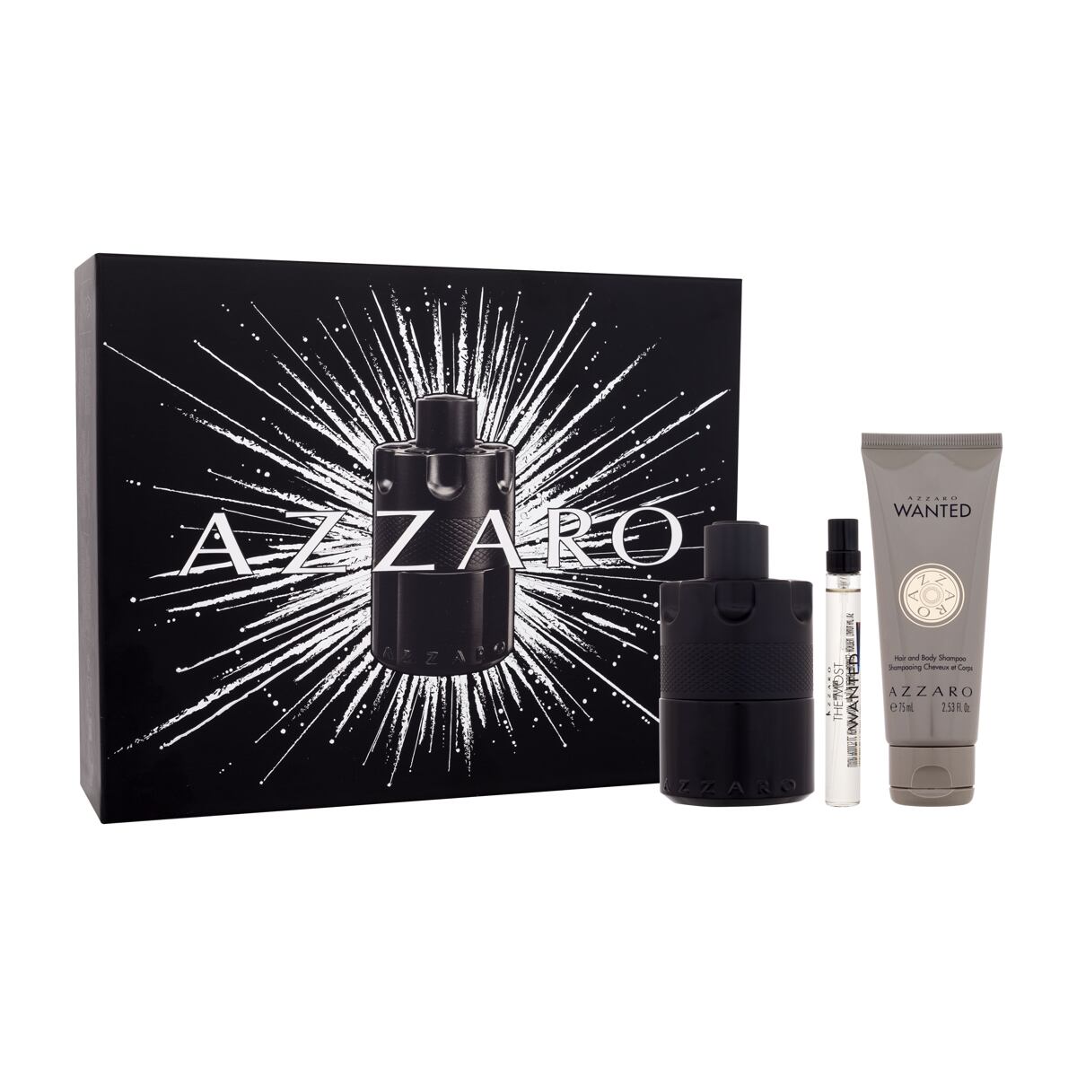 Azzaro The Most Wanted : EDP 100 ml + EDP 10 ml + šampon na vlasy a tělo Wanted 75 ml pro muže