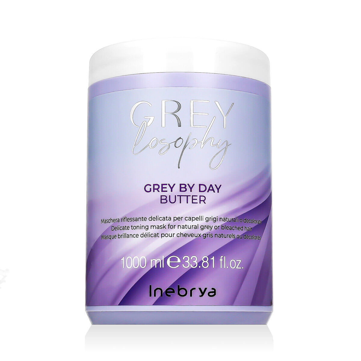 Inebrya GREYlosophy Grey By Day Butter vyživující tónovací maska pro přírodně šedivé vlasy 1000 ml unisex