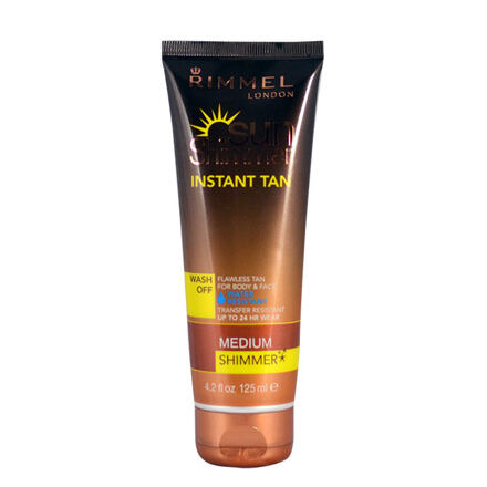 Rimmel London Sun Shimmer Instant Tan samoopalovací mléko pro obličej a tělo 125 ml odstín Medium Shimmer pro ženy