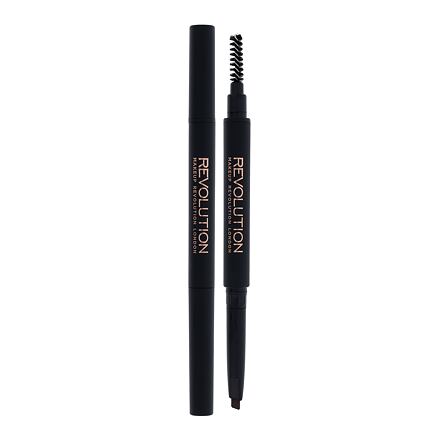 Makeup Revolution London Duo Brow Definer precizní tužka na obočí s kartáčkem 0.15 g odstín Medium Brown