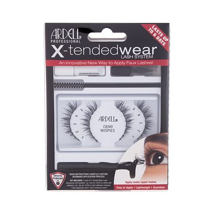 Ardell X-Tended Wear Lash System Demi Wispies odstín Black : umělé řasy X-Tended Demi Wispies 1 ks + lepidlo na řasy X-Tended Wear 1 g + aplikátor 1 ks + odstraňovač řas 1 g + kartáček na řasy 1 ks