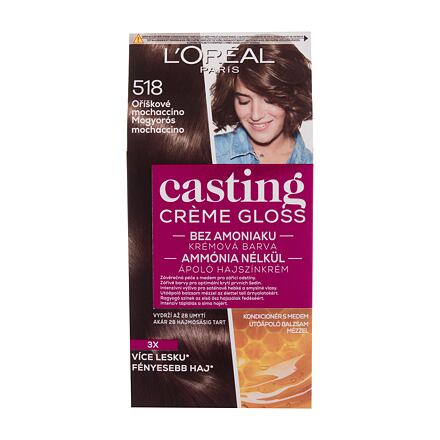 L'Oréal Paris Casting Creme Gloss barva na vlasy na barvené vlasy na všechny typy vlasů 48 ml odstín 518 Hazelnut Mochaccino pro ženy