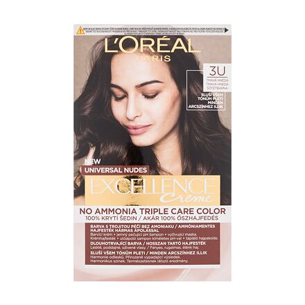 L'Oréal Paris Excellence Creme Triple Protection barva na vlasy na barvené vlasy na všechny typy vlasů 48 ml odstín 3U Dark Brown pro ženy