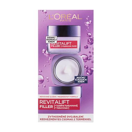 L'Oréal Paris Revitalift Filler HA Duo Set : denní pleťový krém Revitalift Filler HA 50 ml + noční pleťový krém Revitalift Filler HA 50 ml pro ženy