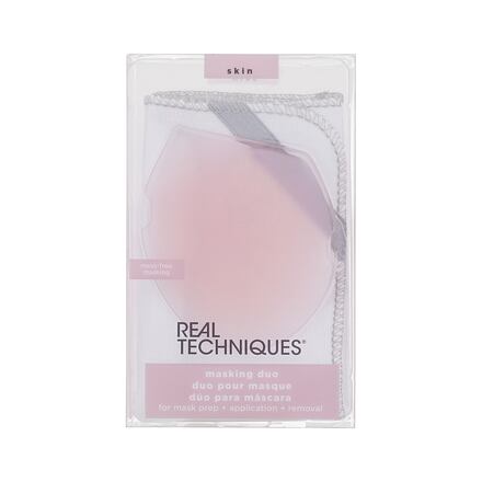 Real Techniques Skin Masking Duo růžová : aplikátor na pleťovou masku 1 ks + bavlněný ručník 1 ks