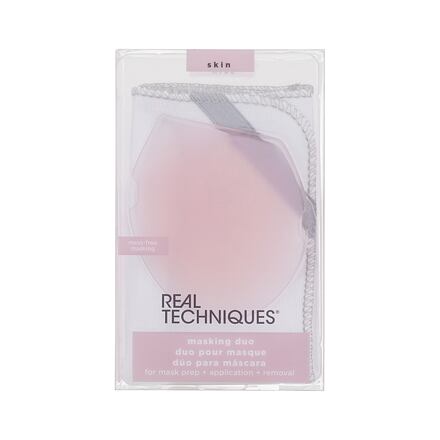 Real Techniques Skin Masking Duo odstín růžová : aplikátor na pleťovou masku 1 ks + bavlněný ručník 1 ks