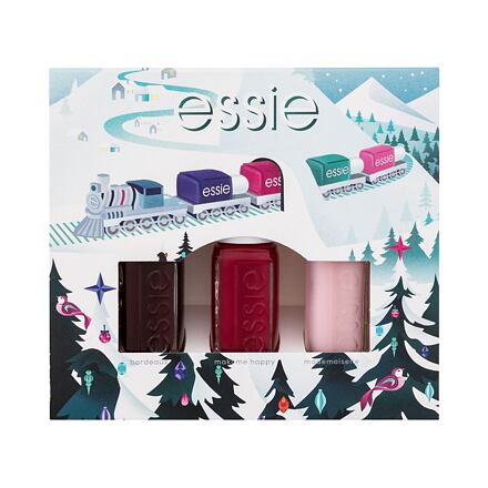Essie Nail Polish Christmas Mini Trio Pack odstín Bordeaux : lak na nehty 5 ml + lak na nehty 5 ml Maki Me Happy + lak na nehty 5 ml Mademoiselle
