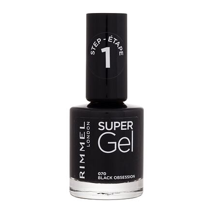Rimmel London Super Gel STEP1 gelový lak na nehty 12 ml odstín 070 Black Obsession