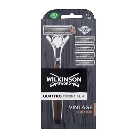 Wilkinson Sword Quattro Essential 4 Vintage Edition : holicí strojek 1 ks + náhradní hlavice 4 ks pro muže