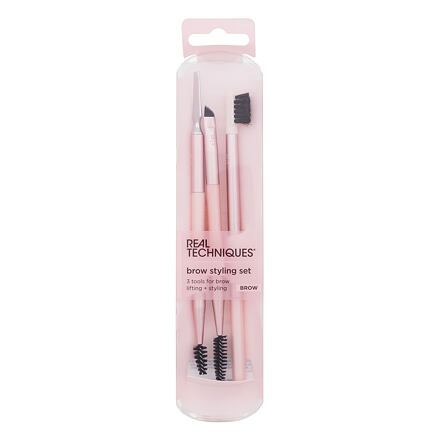 Real Techniques Brow Styling Set růžová : kartáček na obočí RT 607 1 ks + kartáček na obočí RT 601 1 ks + zkosený štětec RT 606 1 ks + kartáček na obočí RT 603 1 ks + špachtlička na obočí RT 605 1 ks