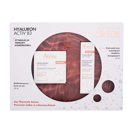 Avene Hyaluron Activ B3 : noční pleťový krém Hyaluron Activ B3 Multi-Intensive Night Cream 40 ml + oční krém Hyaluron Activ B3 Triple Correction Eye Cream 15 ml pro ženy