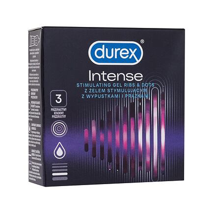 Durex Intense vroubkované kondomy se stimulujícími výstupky a gelem desirex 3 ks