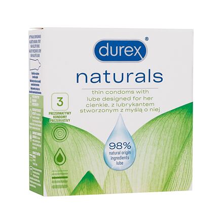 Durex Naturals tenké kondomy s přírodním lubrikačním gelem 3 ks