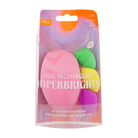 Real Techniques Hyperbrights Miracle Complexion Sponge růžová : houbička na make-up Miracle Complexion Sponge XL 1 ks + houbička na make-up Miracle Complexion Sponge Mini 3 ks