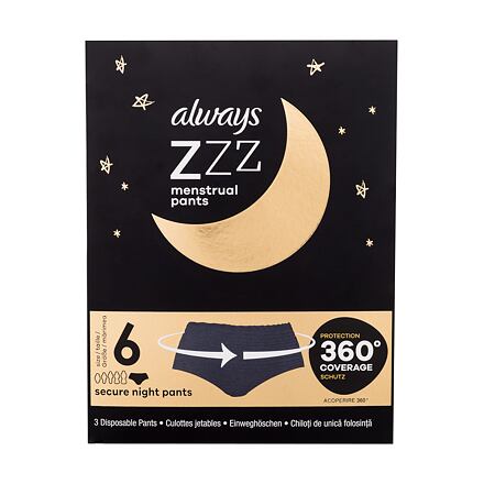 Always Zzz Menstrual Pants noční jednorázové menstruační kalhotky 3 ks pro ženy
