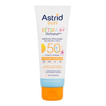 Astrid Sun Kids Face And Body Cream SPF50 voděodolný opalovací krém na obličej a tělo 75 ml pro děti