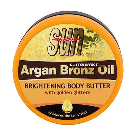 Vivaco Sun Argan Bronz Oil Brightening Body Butter poopalovací máslo s arganovým olejem a třpytkami 200 ml