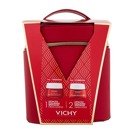 Vichy Liftactiv Collagen Specialist : denní pleťový krém Liftactiv Collagen Specialist Day Cream 50 ml + noční pleťový krém Liftactiv Collagen Specialist Night Cream 50 ml + kosmetická taštička pro ženy