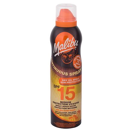 Malibu Continuous Spray Dry Oil SPF15 voděodolný suchý olej na opalování 175 ml